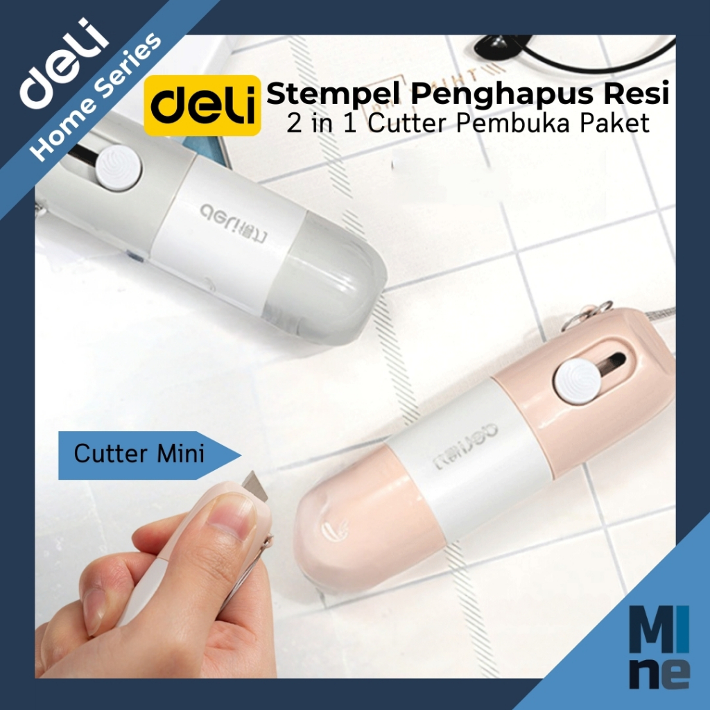 

DELI Stempel Penghapus Resi 2 in 1 Cutter Pembuka Paket Tinta 10ml
