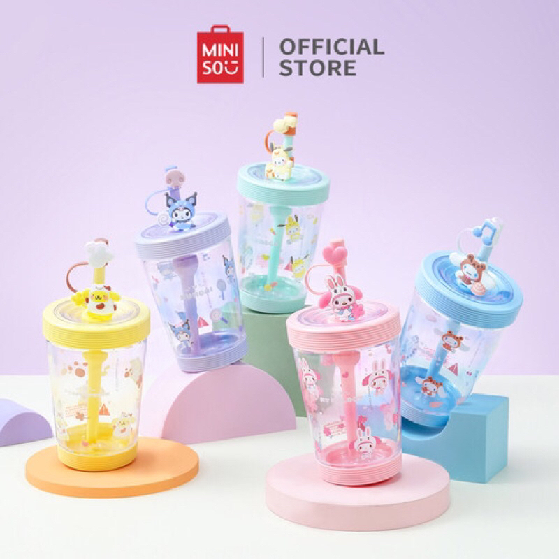 MINISO Sanrio Bottle Water plastic with straw / miniso botol minum sanrio