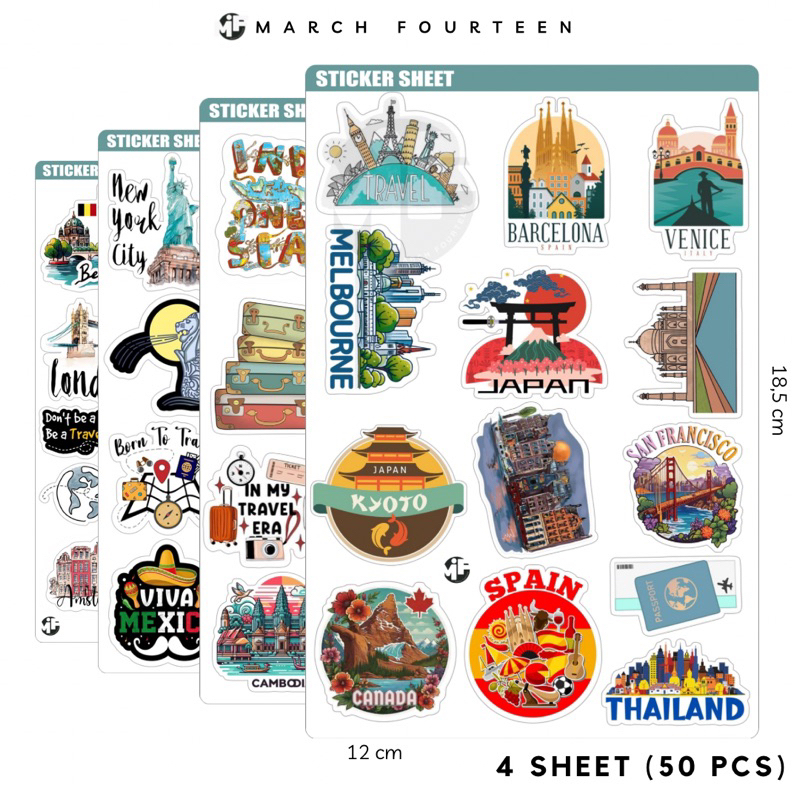 

[50 Pcs] Sticker Negara Seluruh Dunia Kiss Cut Vynil Premium Laminasi , Stiker Traveling Around the World Premium Dekorasi Laptop Tumblr Gitar