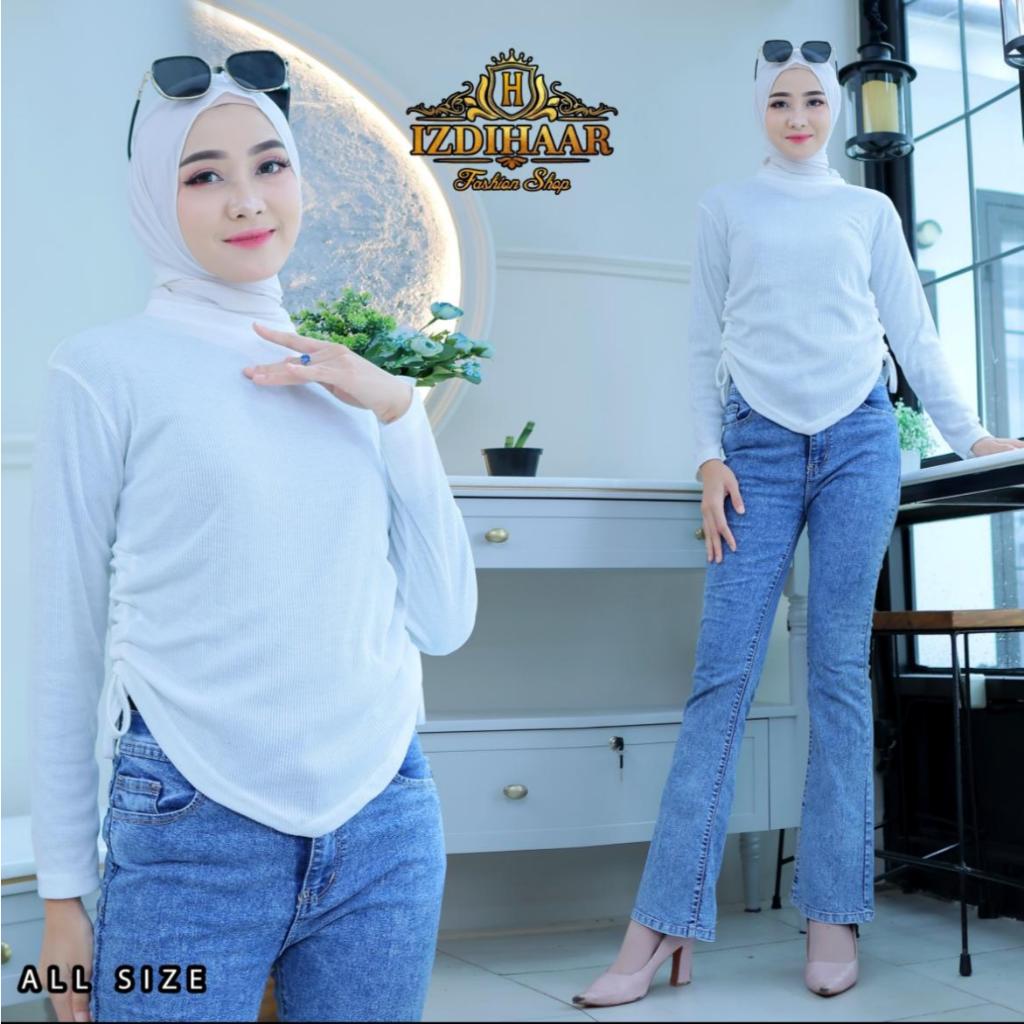 Alara blouse knit / Atasan wanita serut samping / blouse remaja kekinian / top fashion wanita remaja