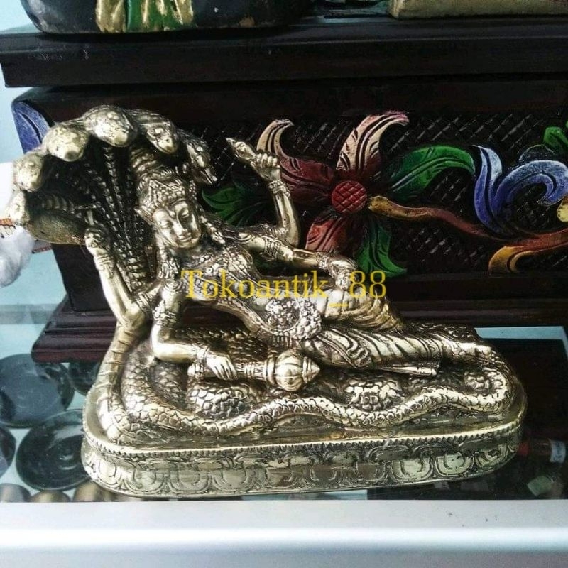 Patung Kuningan Dewa Wisnu tidur Kuningan Emas / Patung Dewa / Visnu / Hindu