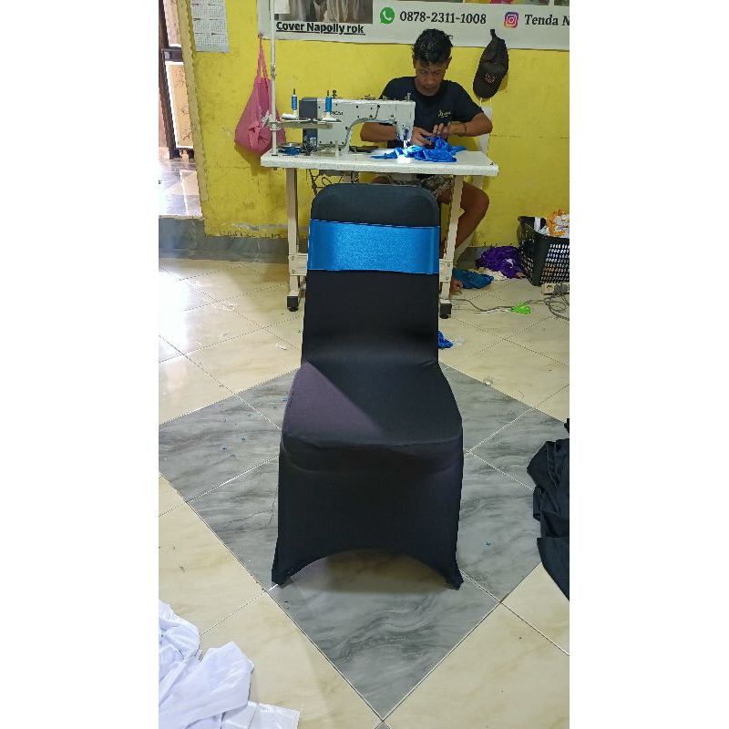 Cover Kursi Futura ketat + pita + sablon