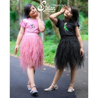 ROK TUTU PREMIUM--SETELAN TINKERBELL--BAJU+ROK TILE PREMIUM--SET BAJU ANAK KOREAAN--PAKAIN ANAK PERE