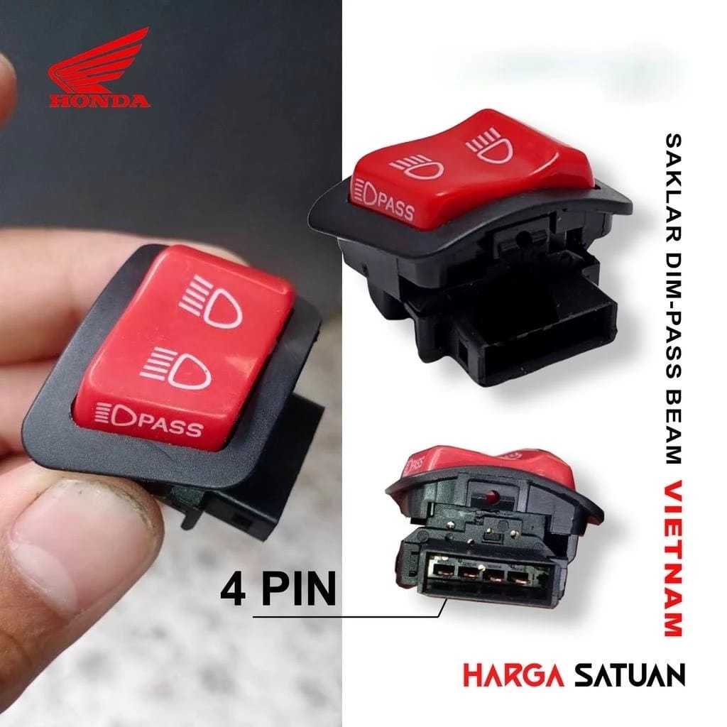 Saklar Lampu Tombol Dim Dimmer 4 PIN VIETNAM 3 Fungsi Motor Honda