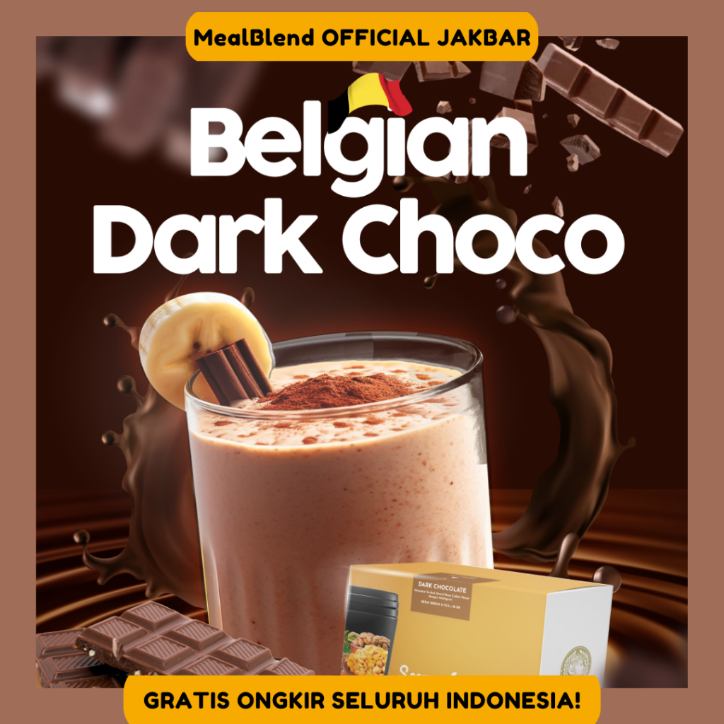 

MealBlend Belgian Dark Choco (sachet) | Meal Replacement Tanpa Gula