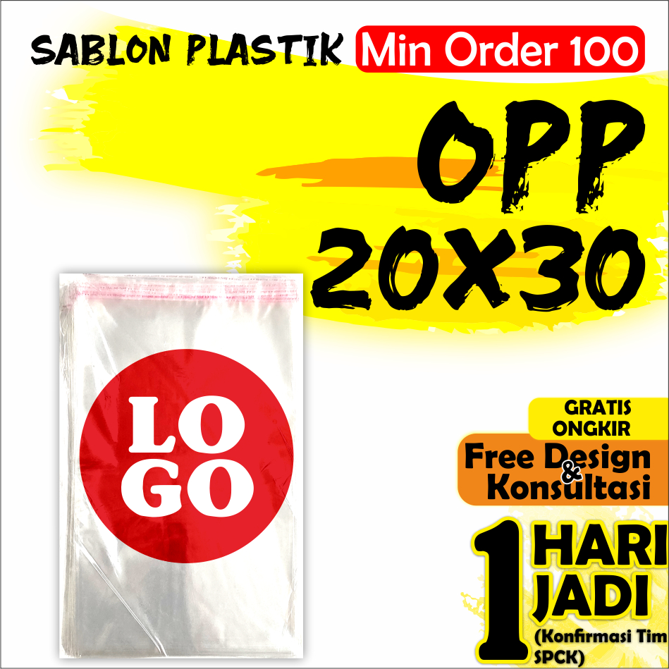 

SABLON PLASTIK OPP perekat 20X30 BENING dengan custom packing kemasan Roti Baju uk 20 30 Free Design