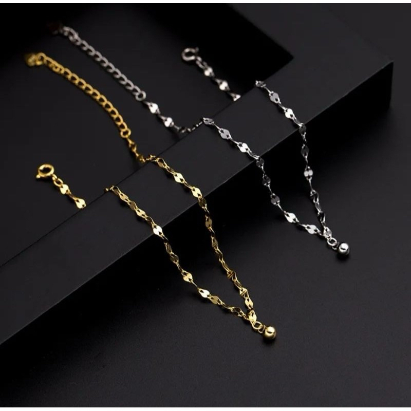 GELANG KAKI TITANIUM WANITA RANTAI KEBERUNTUNGAN/GELANG KAKI WANITA TERBARU/KOREA STEEL