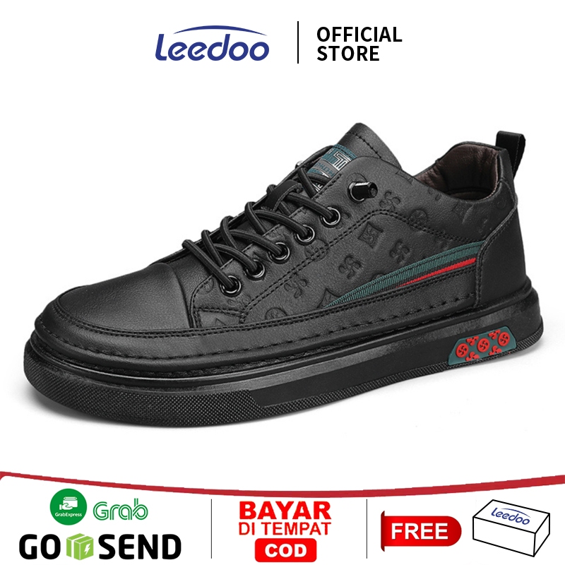 NEW Leedoo Sepatu Kulit Pria Sneakers Pria Casual Sepatu Kerja Kuliah Fashion Kekinian Sepatu