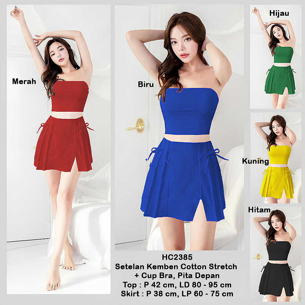 2385 Setelan Wanita Cantik Mini Baju Seragam LC karaoke - Rok Mini dan Atasan Kemben Sexy Terbaru