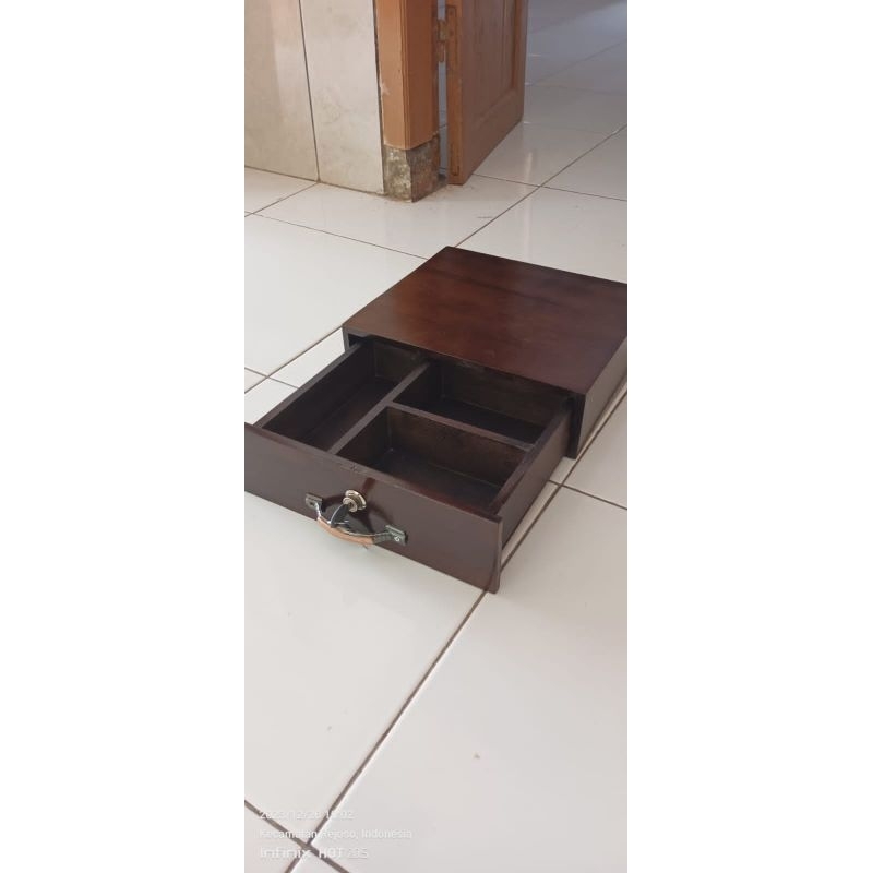 laci uang kasir,cash drawer,laci uang kayu jati ukuran 30x26x10