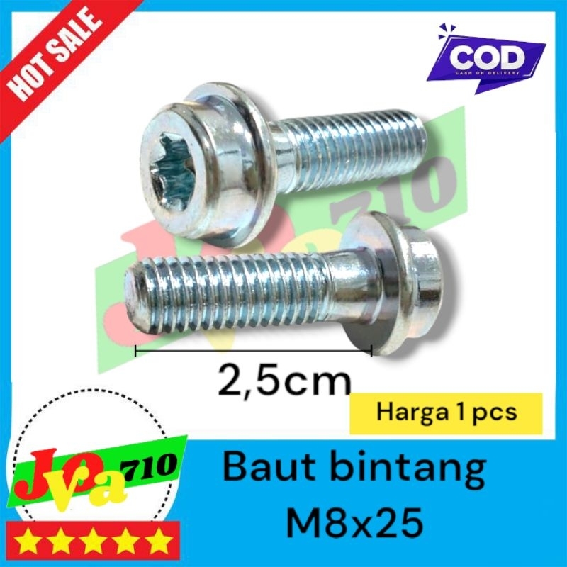 baut bintang baut kaliper cakram motor m8x25