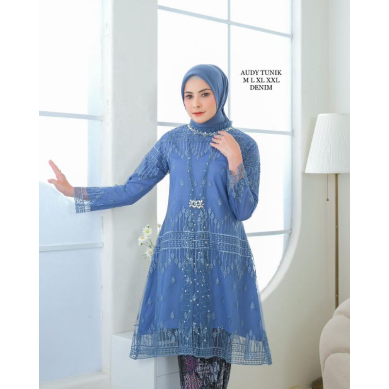 Setelan Kebaya Brokat Modern Audy Tunik Kekinian Pesta Seragam Elegan Mewah Terbaru