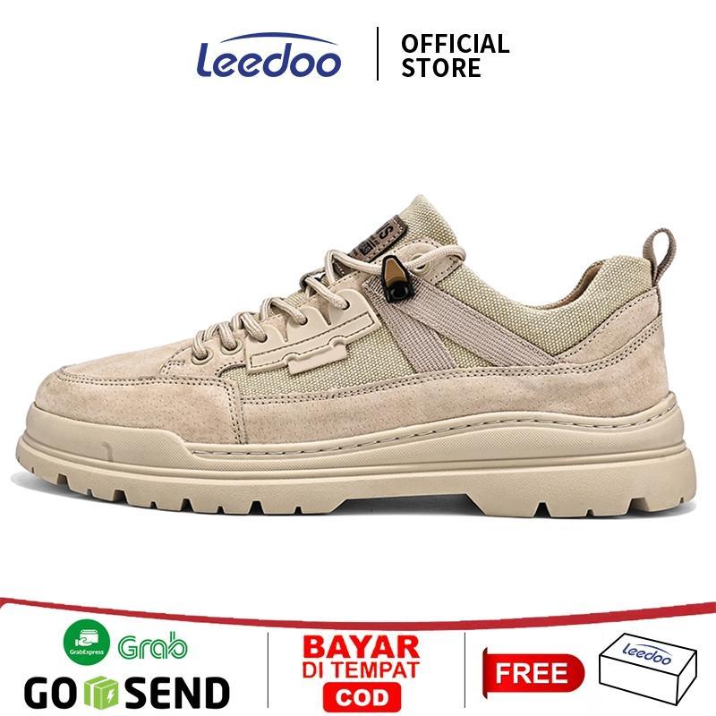 Leedoo Sepatu Kulit Formal Sepatu Sneakers Pria Casual Sepatu Tali Sepatu Hiking MC474
