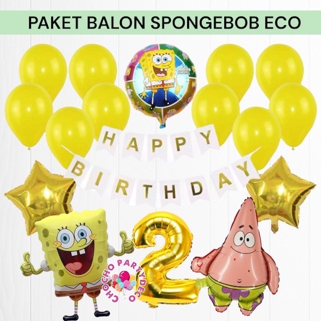 Paket Balon SPONGEBOB ECO / Dekorasi Ulang Tahun Anak Spongebob Patrick
