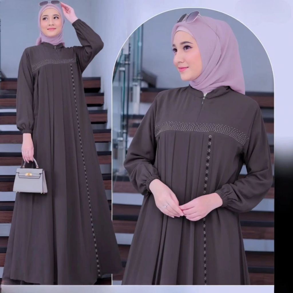 TERSEDIA UKURAN M L XL XXL Busana Muslim Wanita Polos Modist Terbaru Azzahra Dress Matt Ceruty Baby 