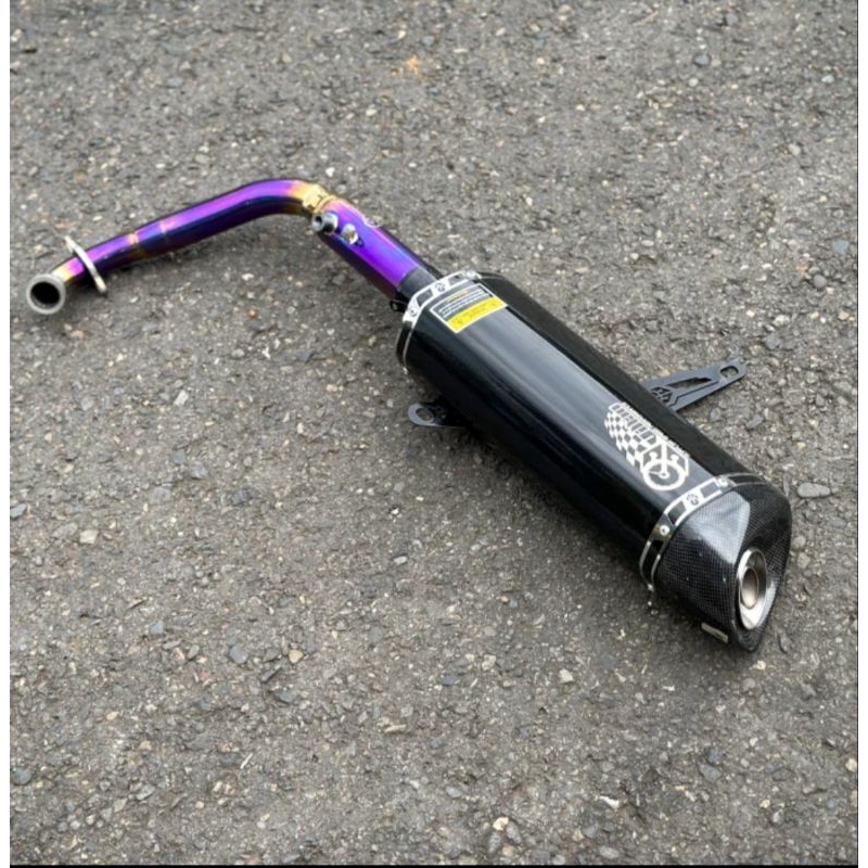 KNALPOT VILLAN TYPE MV1 HEADER BLUE FULL SYSTEM XMAX OLD, XMAX CONNECTED