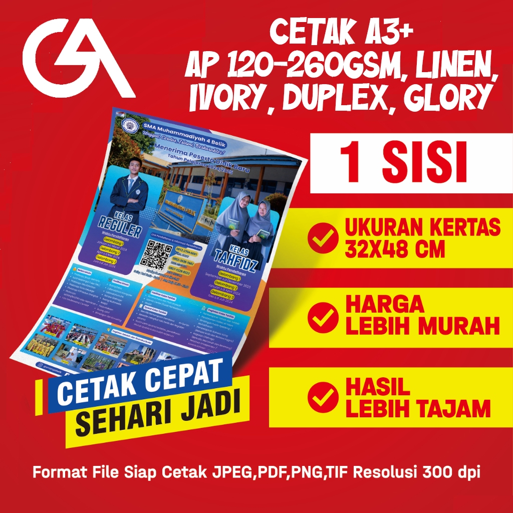 

Cetak A3+ 32x48 artpaper1 Sisi / 2 Sisi free design