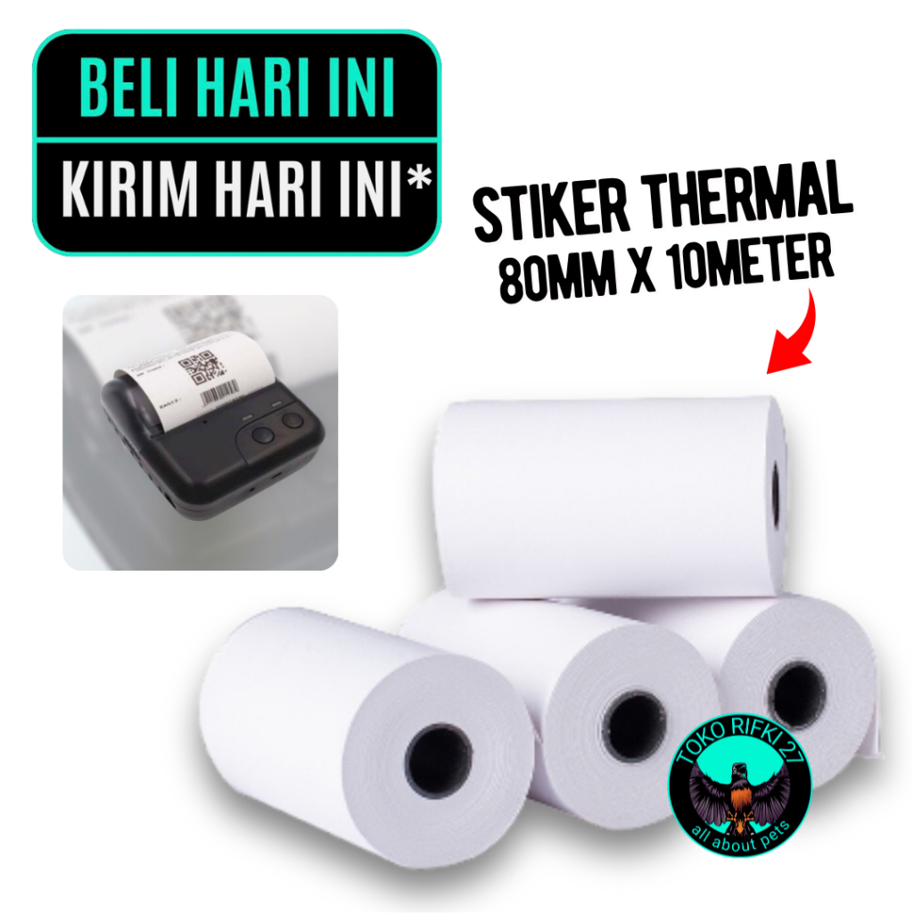 

￼Kertas Thermal Label Stiker 80mm Panjang 10 meter Continuous 80 mm x 10 meter TEBAL - Label Thermal Sticker / Label 80mm