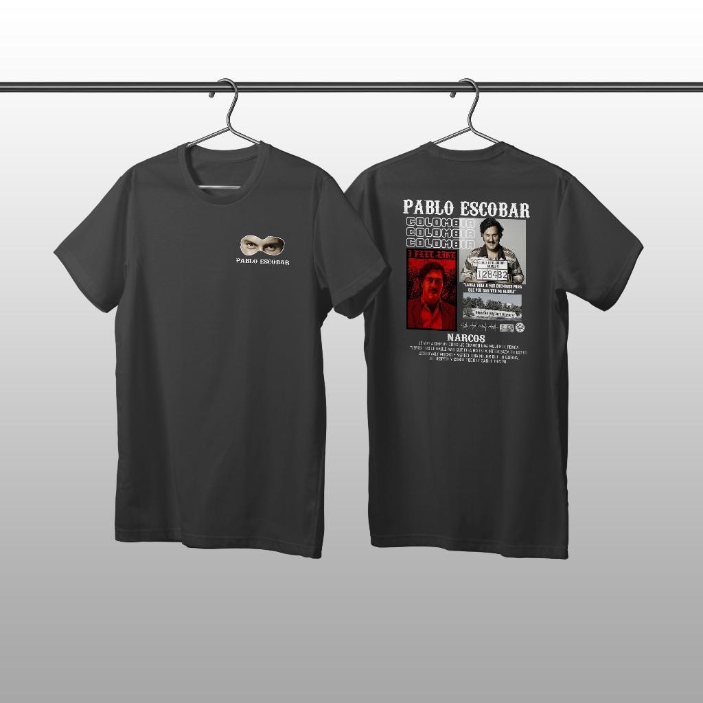 K - YAA - Kaos Distro Original Workout Streetwear Kaos Pablo Escobar - T-Shirt Pria -Atasan pria - F