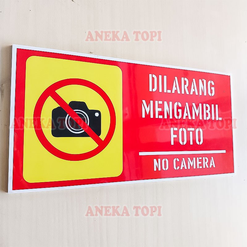 

Papan Pemberitahuan Dilarang Mengambil Foto No Camera Papan Tulisan No Camera Kuning Merah - Aneka Topi