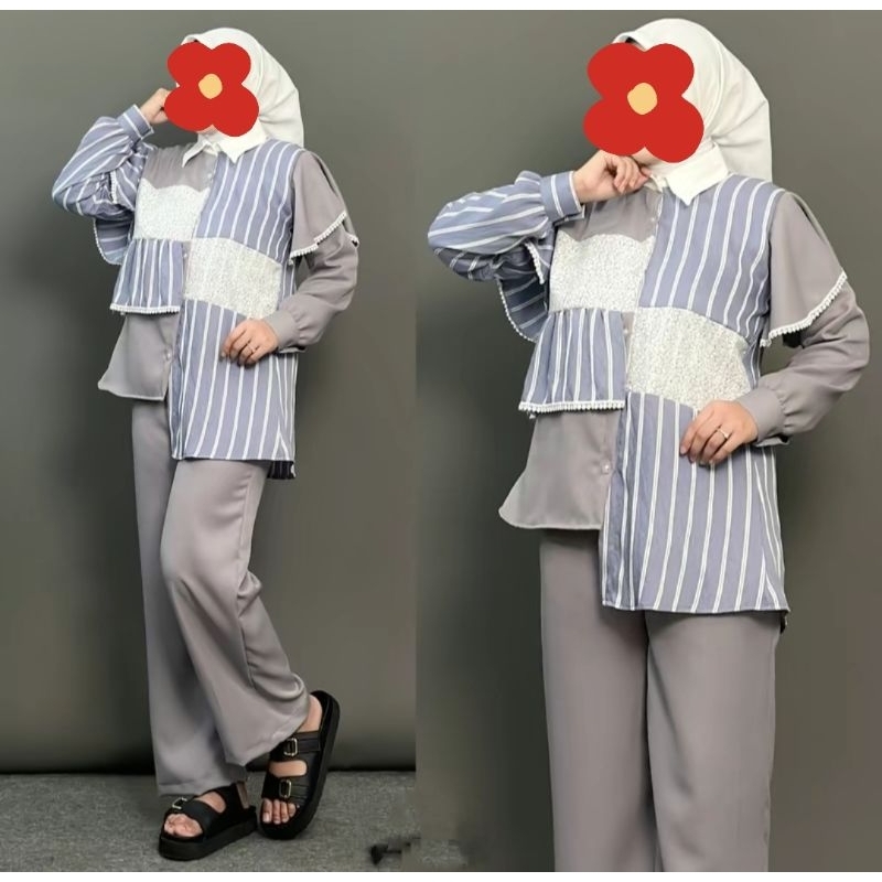 SetCel♥️Setelan Celana Blouse Syakila Viral (Baru)
