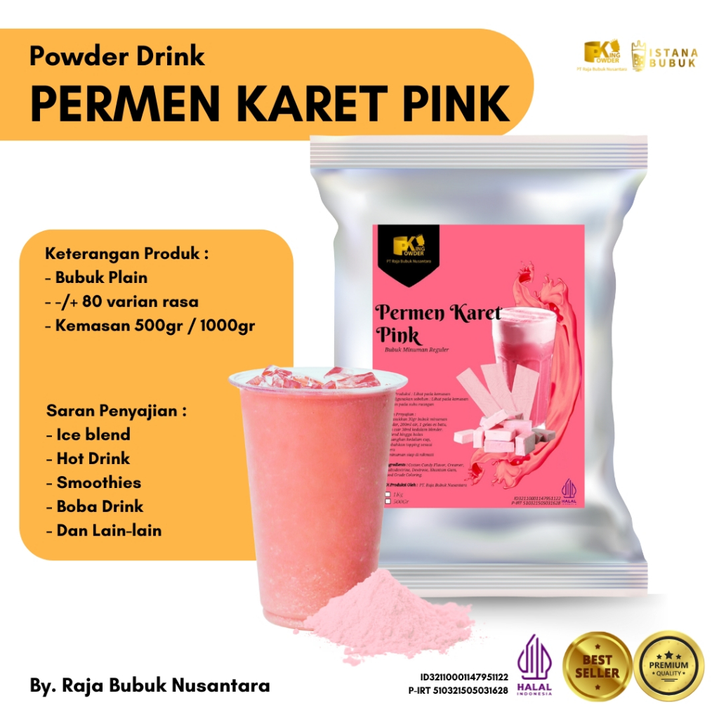 

Bubuk Minuman Permen Karet Warna Pink Bubuk Minuman Cotton Candy pink Powder Drink Permen Karet Pink