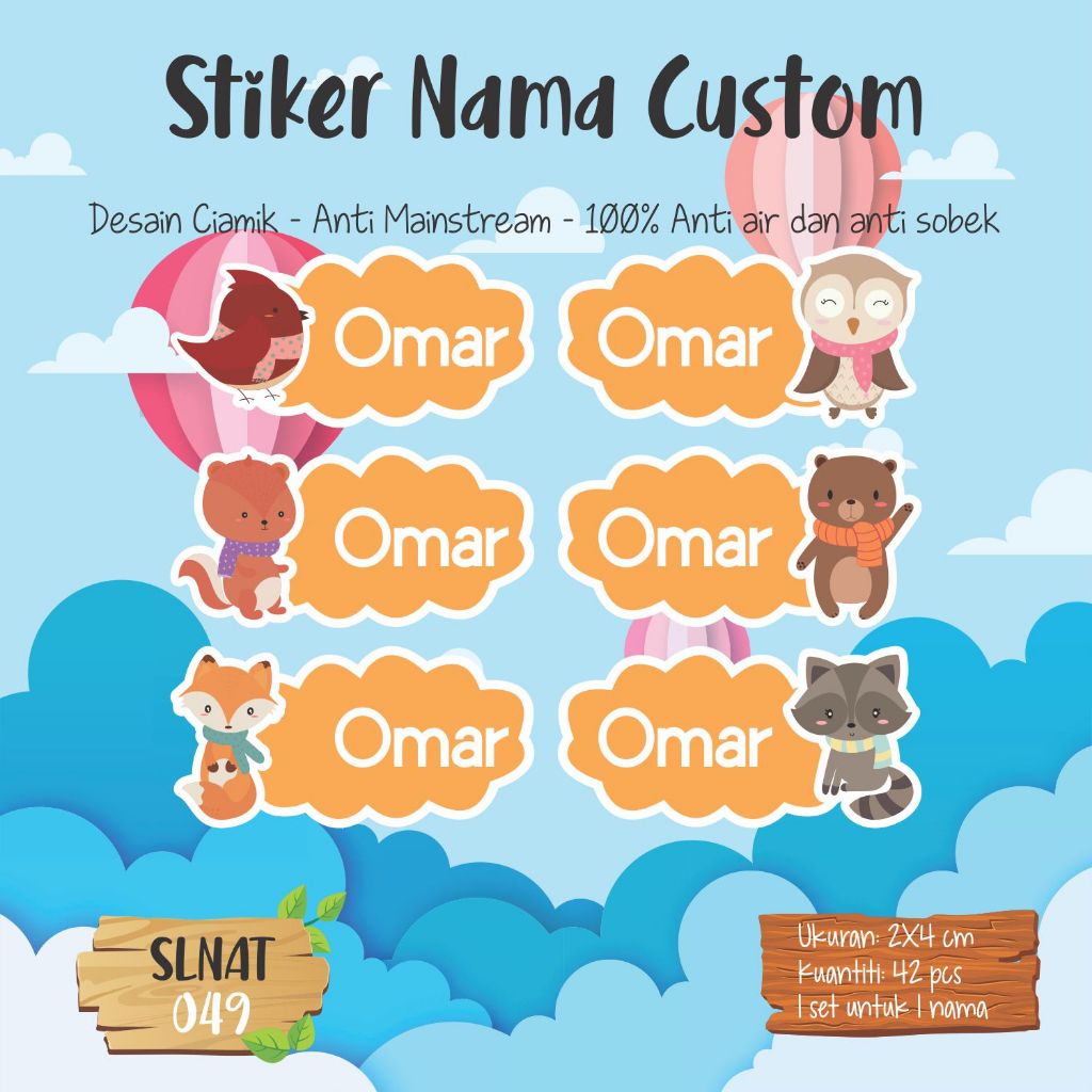 

Label Nama Anak Stiker Buku Sekolah Thermos Kotak Bekal SLNAT 049