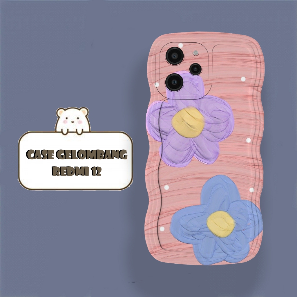 Softacase Gelombang Untuk Xiaomi Redmi 12 Motif Estetik Softcase Protac camera Silikon Hardcase Case
