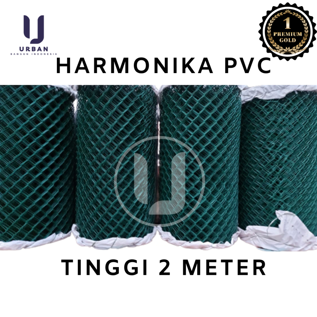 Kawat pagar harmonika PVC tinggi 2 meter hijau Permeter