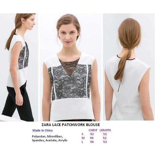 ZARA LACE PATCHWORK BLOUSE FACTORY OUTLET BRANDED