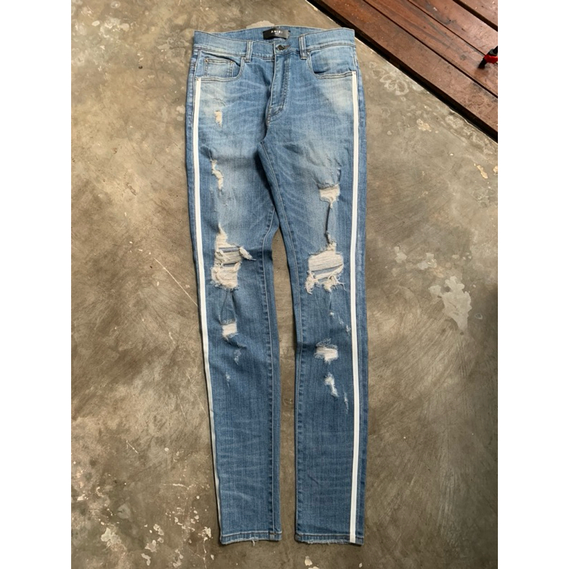 Amiri Blue Jeans ripped disstresed thrasher