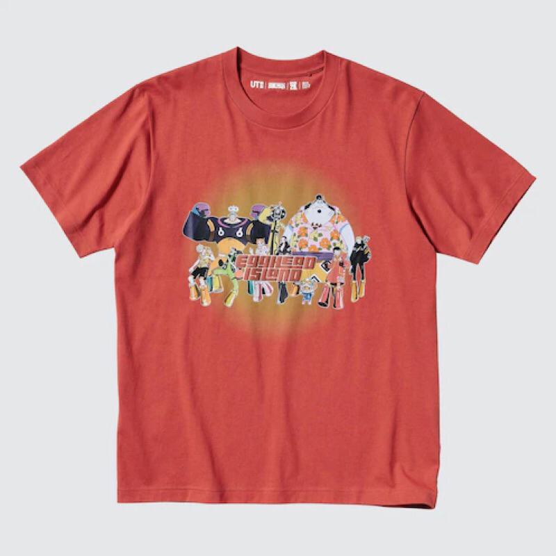 UNIQLO Men UT T-Shirt Kaos Pria Grafis One Piece 25th Lengan Pendek Dark Orange