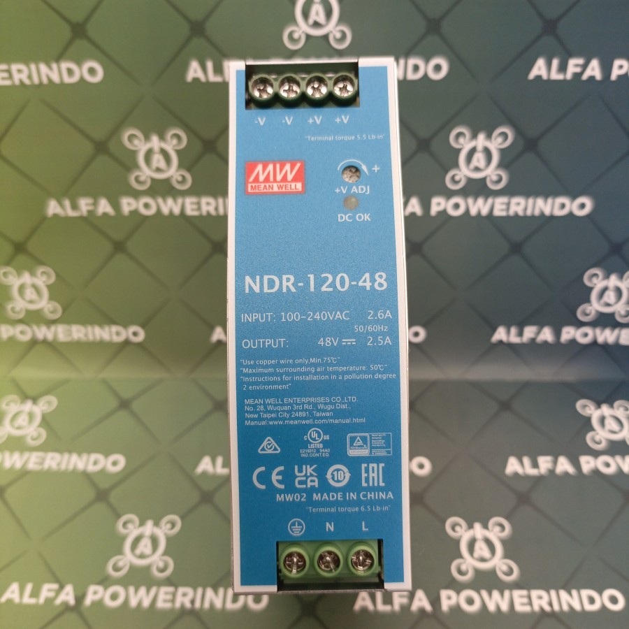 MEANWELL NDR-120-48 (120W 48V 2,5A) Industrial DIN RAIL SMPS