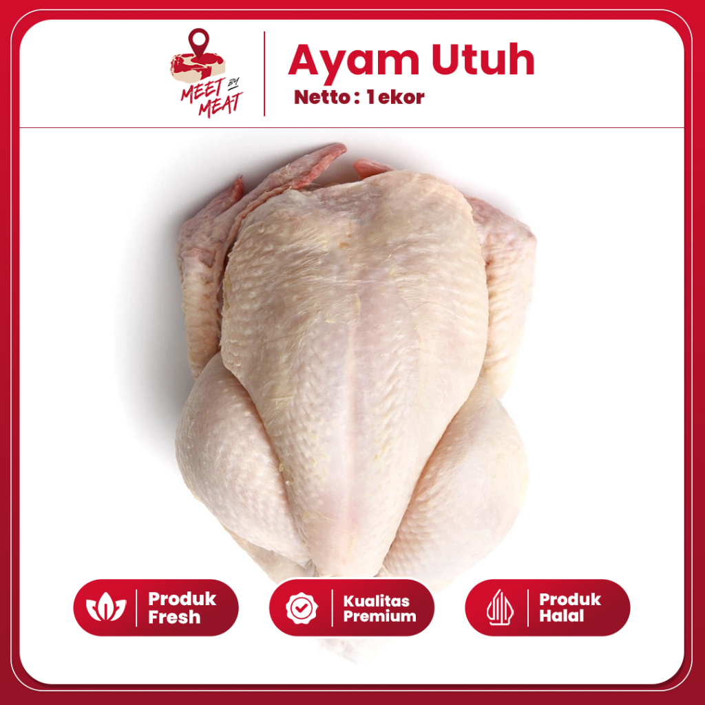 

Daging Karkas Ayam Utuh Tanpa Kepala Whole Chicken Berkualitas Empuk Juicy Siap Masak Bersih Meetbymeat