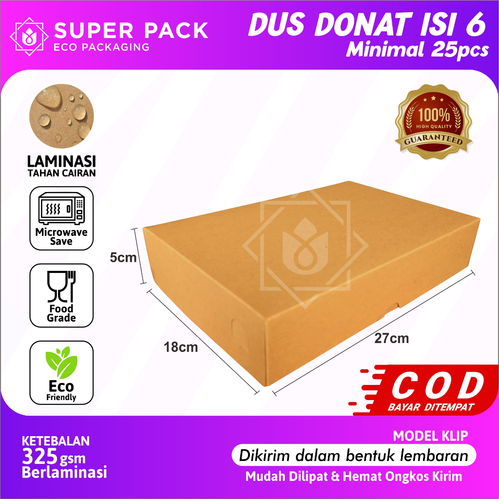 Dus Box Kemasan Donat size 27x18x5 Bomboloni Kue Roti Donut