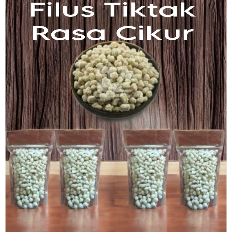 

Pilus Tiktak rasa Cikur Toping baso Aci Gerengseng 100gram