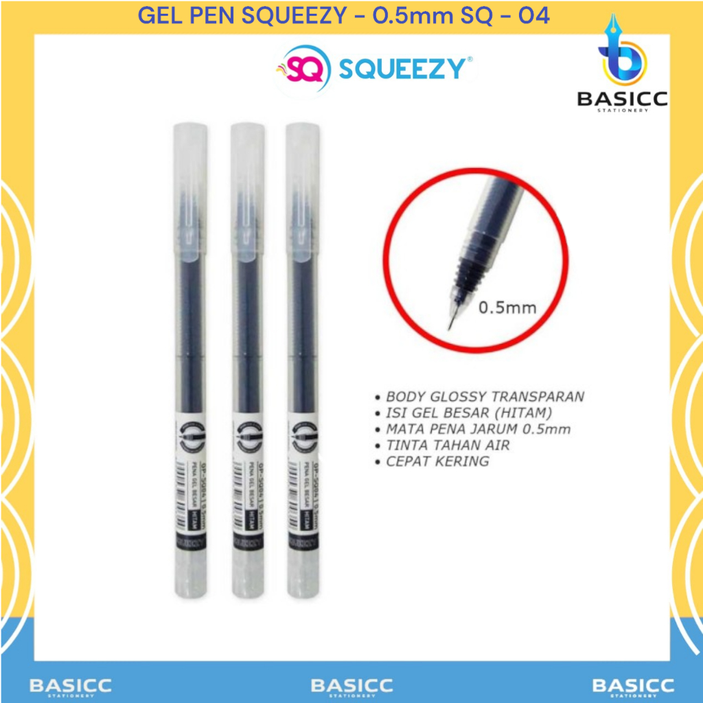 

Squeezy Pulpen Gel Pen 0.5mm GP-SQ04 | @1 Pcs