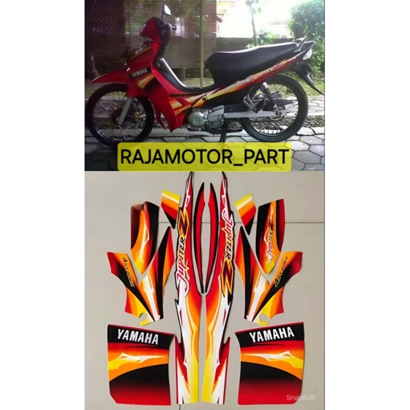 STRIPING STIKER YAMAHA JUPITER Z TAHUN 2004 BODI MERAH HITAM STANDAR MOTOR