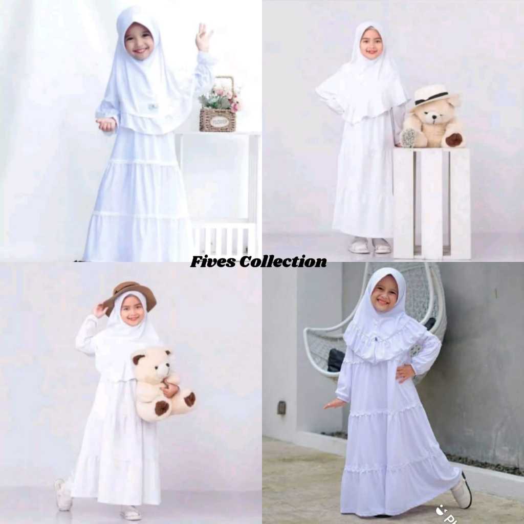 Gamis Anak Perempuan Gamis Anak Warna Putih Anak 5-7 Tahun Gamis Putih Manasik Haji Anak Gamis Manas