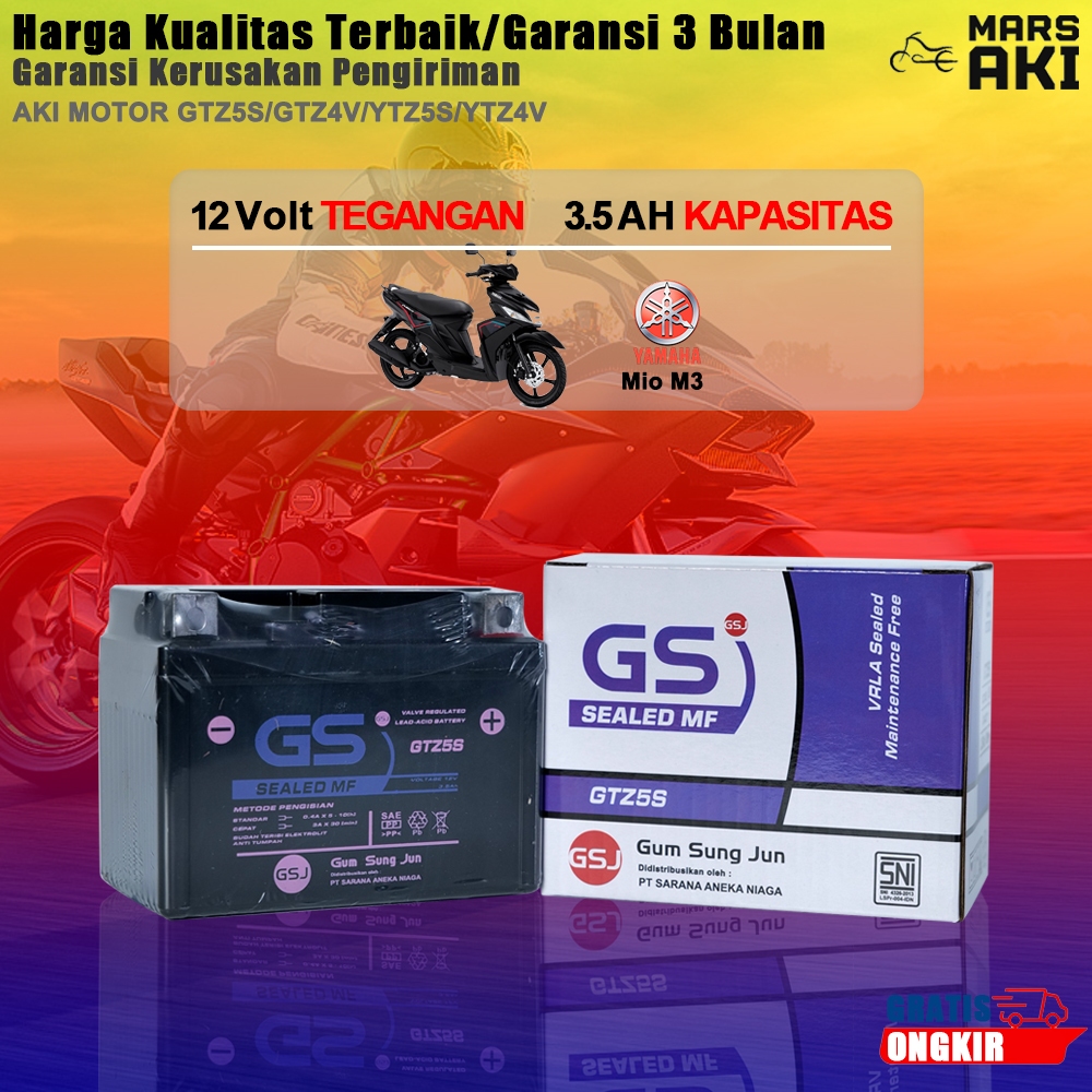 Aki Motor Yamaha Mio M3 GTZ5S Aki Kering Accu Kering MF