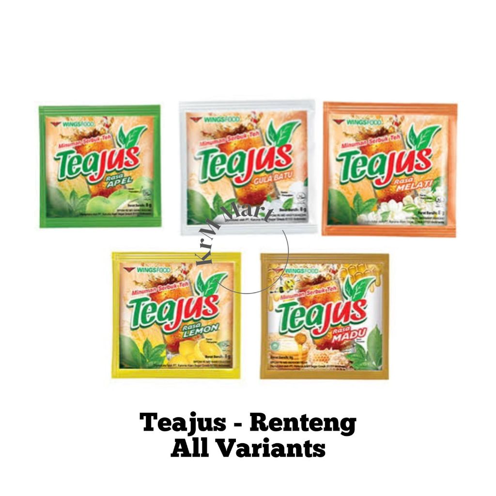 

TeaJus 1 renteng renceng all varian Gula Batu Apel Lemon Melati Madu tea jus minuman serbuk teh