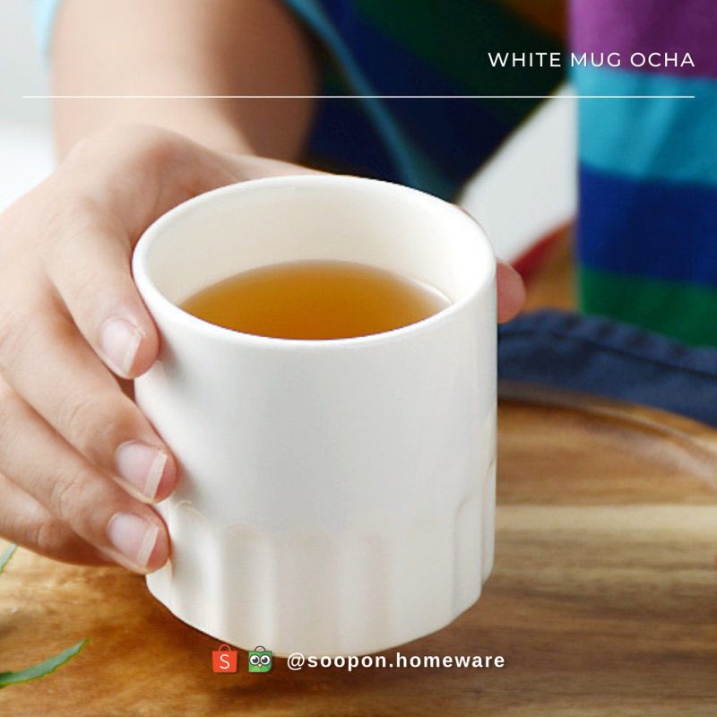 Cangkir Mug Keramik Ocha Teh Putih Polos