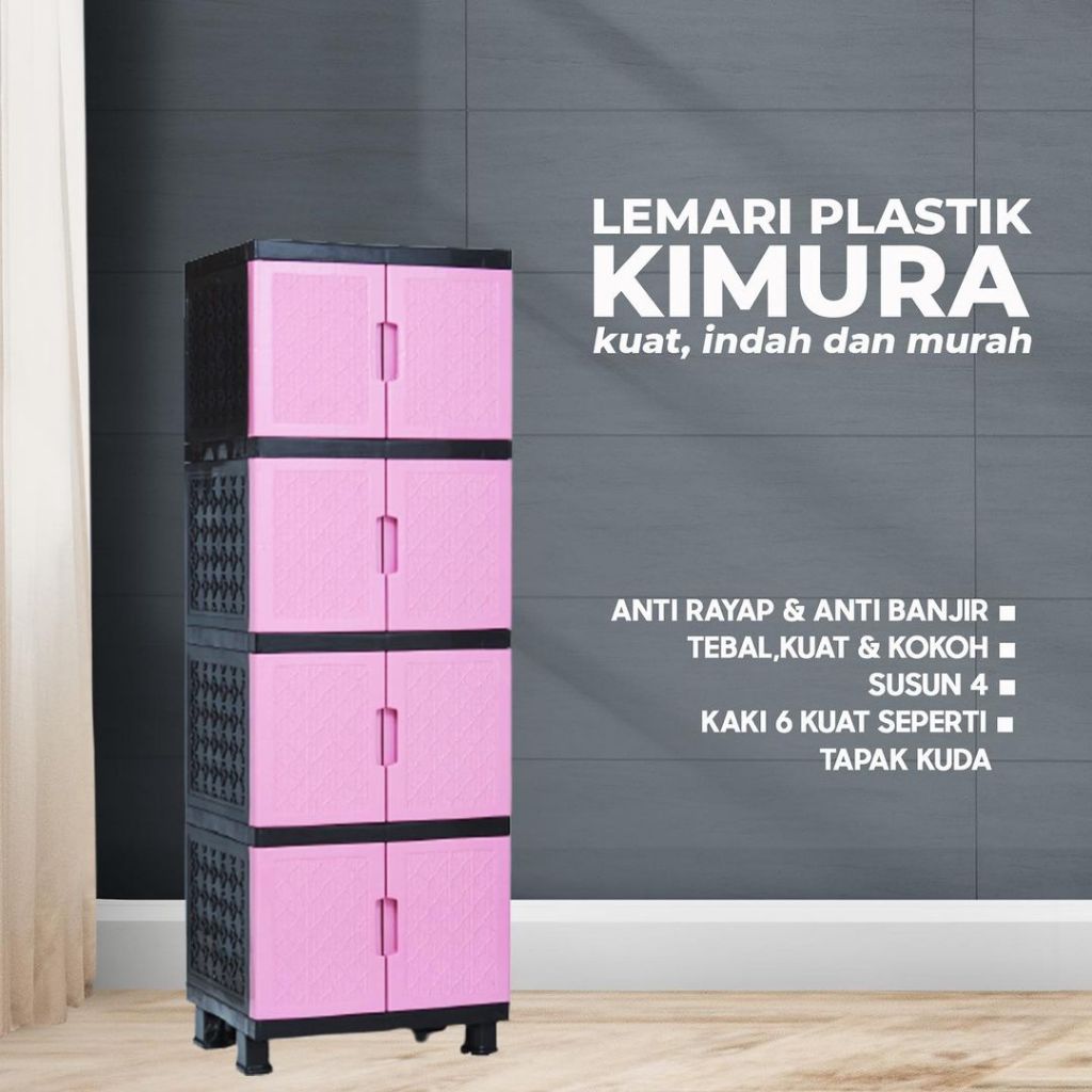 Lemari 4 Susun MINI Plastik Kimura / Lemari Pakaian 4 susun / Lemari Pakaian Plastik