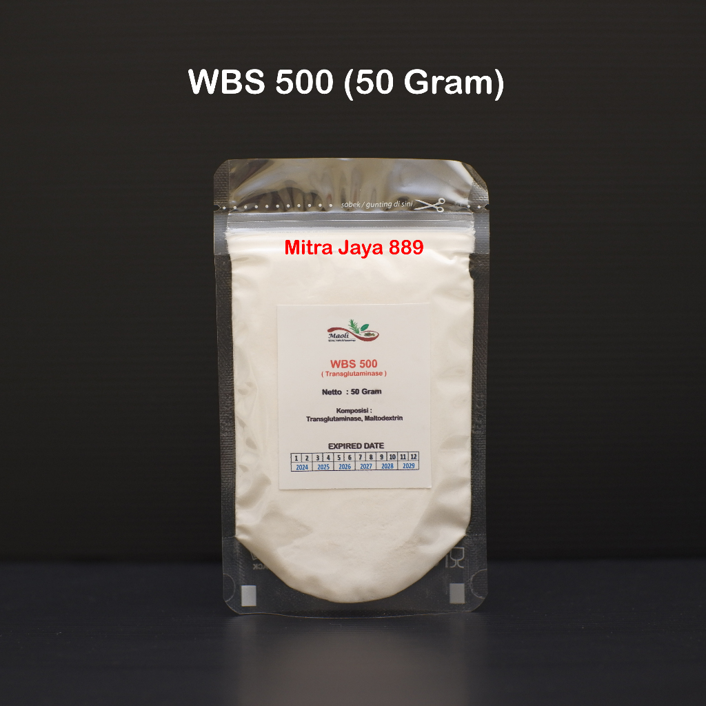 

Enzim WBS 500 - Enzim Transglutaminase Olahan Daging - WBS 500 perenyah bakso sosis nugget 50 gram