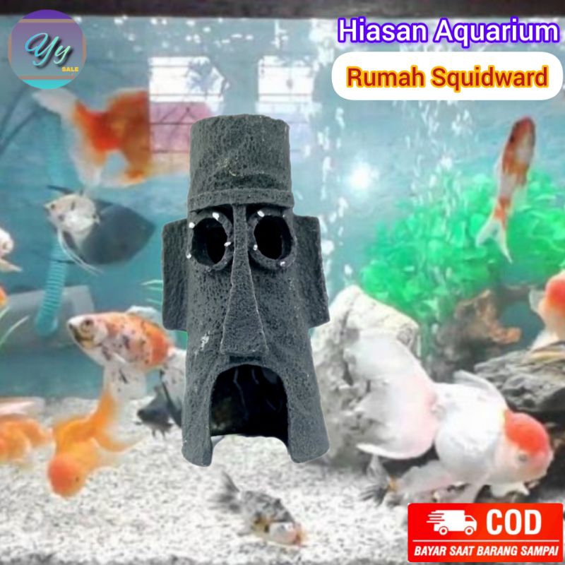 Hiasan Aquarium / Miniatur Rumah Squidward / Dekorasi / Ornamen / Patung Mainan Bahan Resin