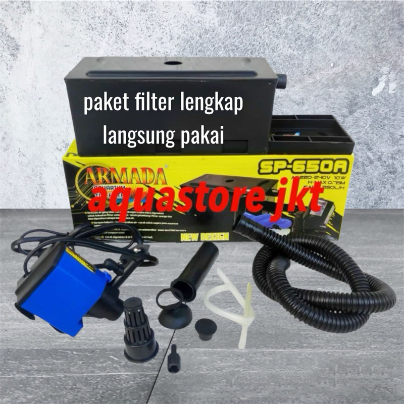 Paket filter aquarium armada 650 filter aquarium lengkap mesin + box filter penjernih air aquarium