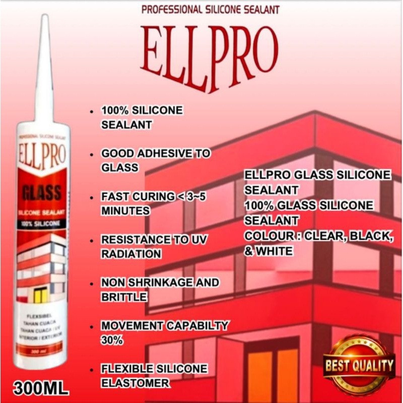 Lem Silikon Aquarium/Kaca/Wall-Panel ELLPRO GLASS SEALANT (SETARA DOWSIL GLASS)