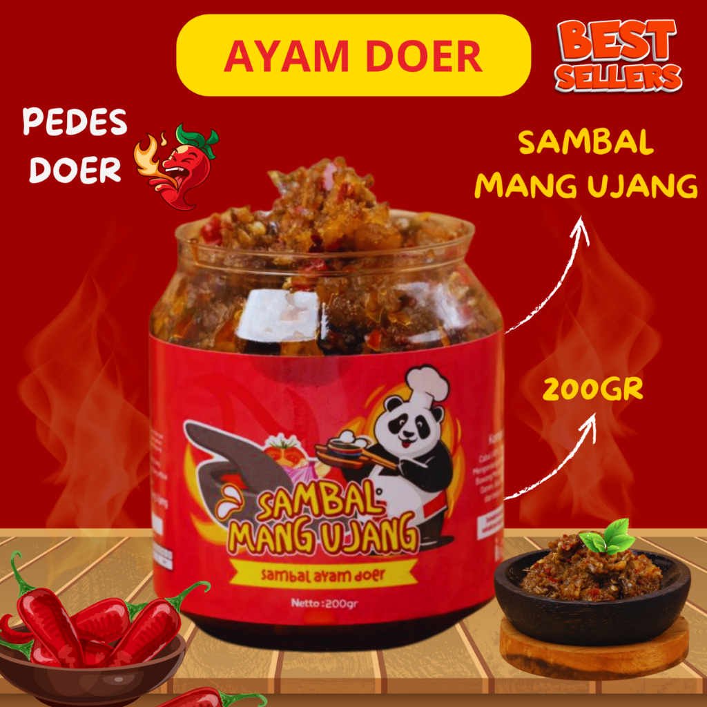 

Sambal AYAM DOER 200Gr Sambal Mang Ujang | SAMBAL rumahan | Sambal best seller - Sambel Ayam Pedas Official Store