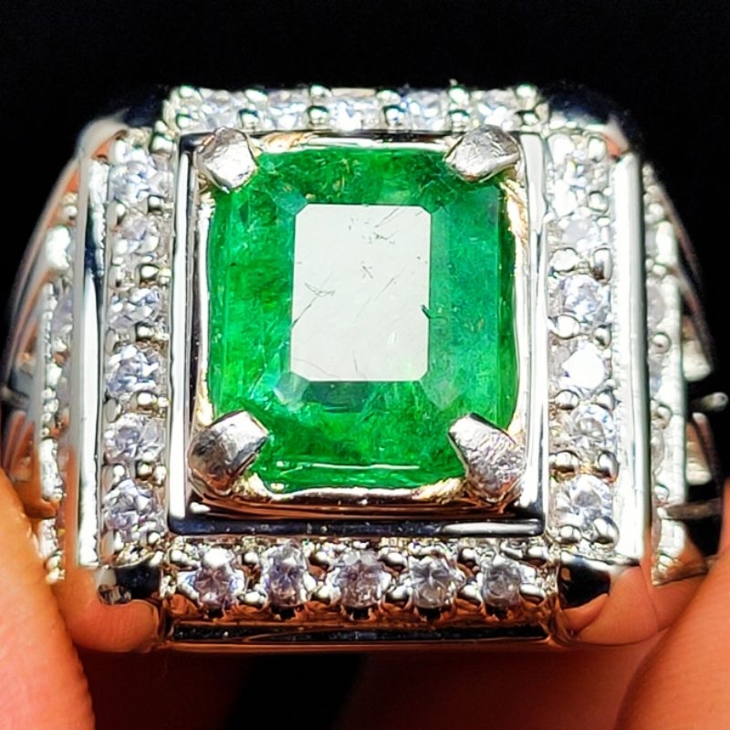 COD CINCIN BATU ZAMRUD COLOMBIA ASLI NATURAL RING PERAK BANGKOK 926