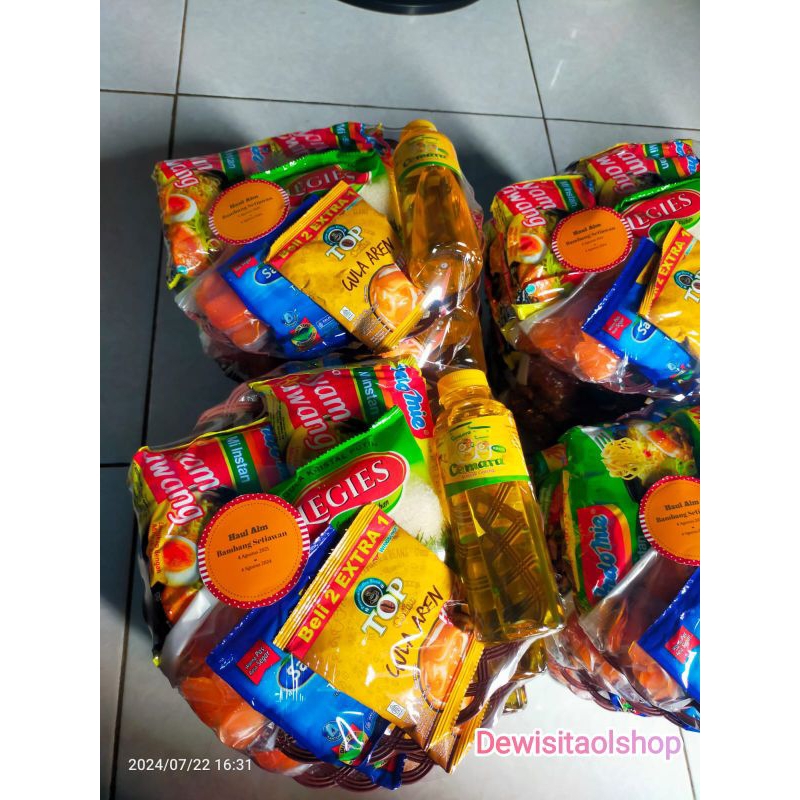 

paket sembako mini hadiah piring rotan